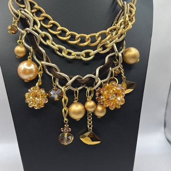 Charm Necklace Chain Links Large Big Necklace Assorted of Chains Pearls Charms - Picture 14 of 14